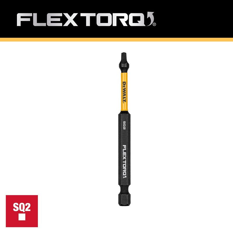 DEWALT FlexTorq DWAF3SQ2IR Impact Screwdriver Bit, #2 Drive, Square Drive, 1/4 in Shank, Hex Shank, 3-1/2 in L, Steel