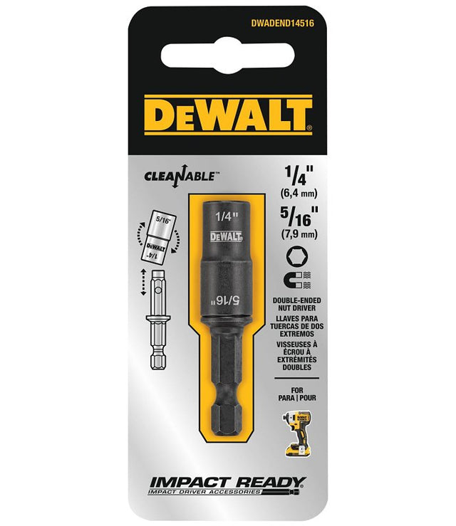 DEWALT DWADEND14516 Double-Ended Nut Driver, 1/4, 5/16 in Drive, Hollow Hex Drive