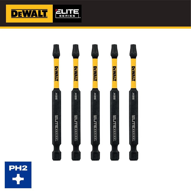 DEWALT FLEXTORQ DWAF3PH2IR5 Impact Screwdriver Bit, #2 Drive, Phillips Drive, 1/4 in Shank, Hex Shank, 3-1/2 in L, Steel