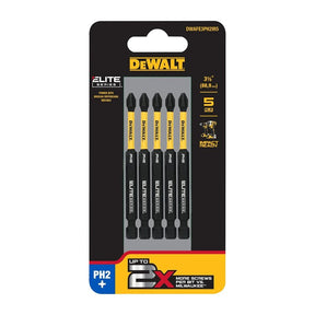 DEWALT FLEXTORQ DWAF3PH2IR5 Impact Screwdriver Bit, #2 Drive, Phillips Drive, 1/4 in Shank, Hex Shank, 3-1/2 in L, Steel
