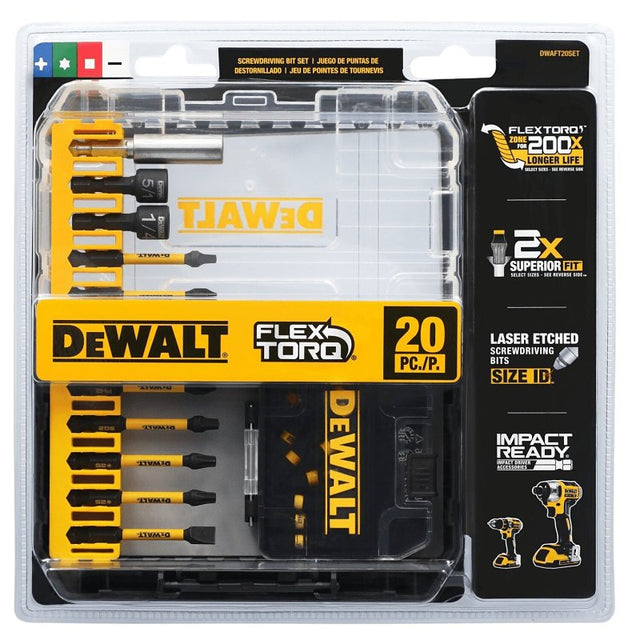 DEWALT DWAFT20SET Screwdriver Bit Set, 20-Piece, Steel