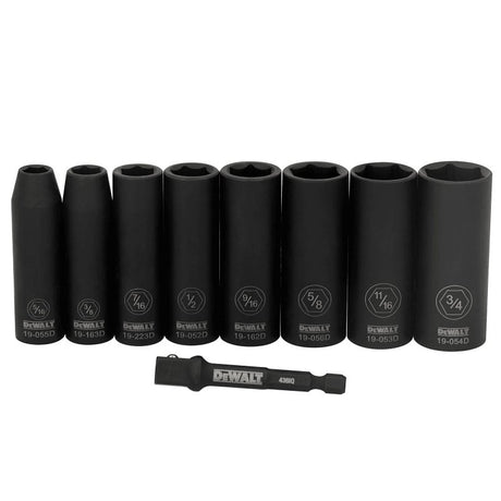 DEWALT DWAFSFSET9 6-Point Impact Socket Set, Steel, Manganese Phosphate-Coated