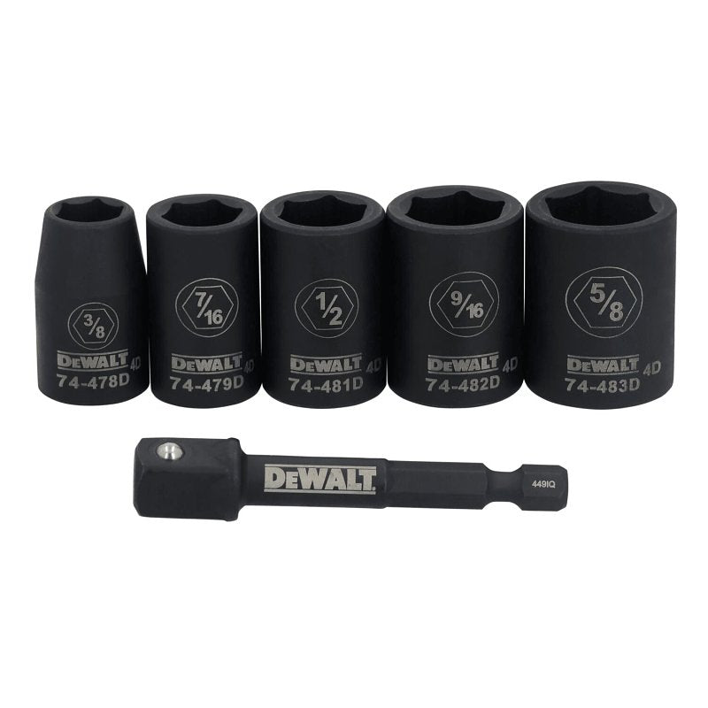 DEWALT DWAFSFSET6 6-Point Impact Socket Set, Steel, Manganese Phosphate-Coated