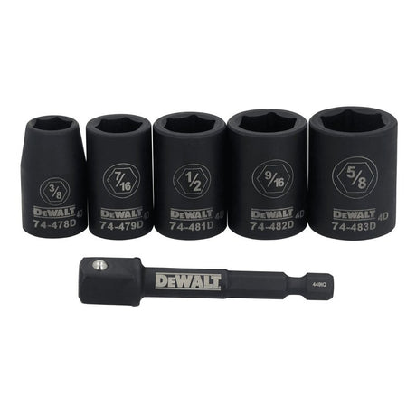 DEWALT DWAFSFSET6 6-Point Impact Socket Set, Steel, Manganese Phosphate-Coated