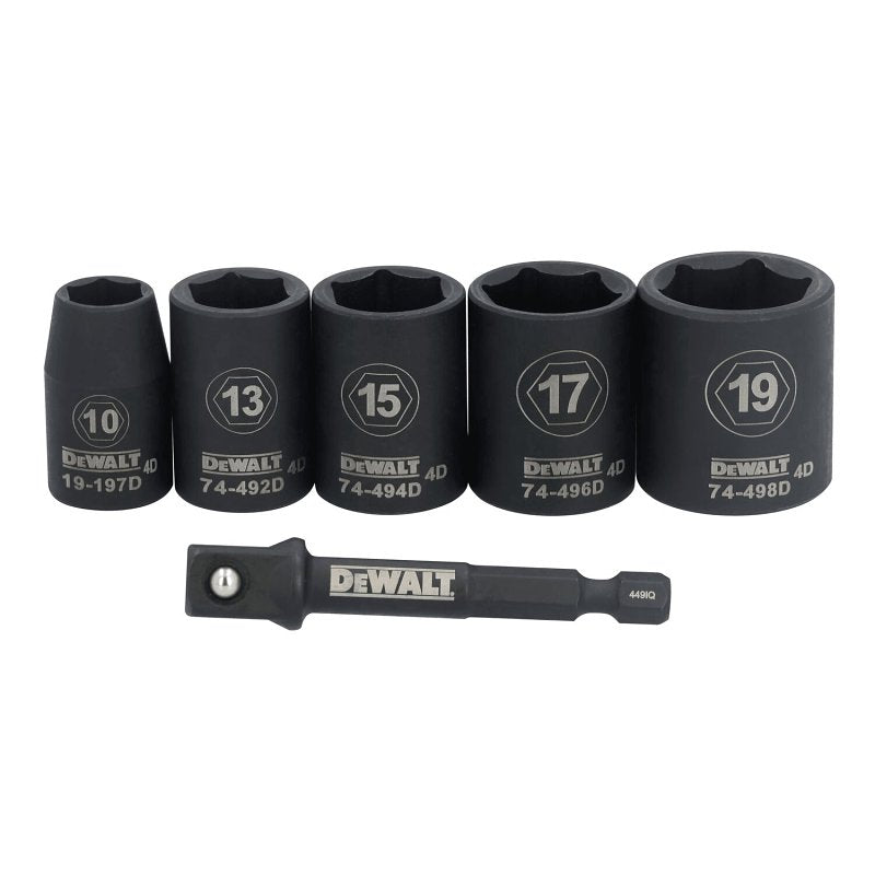 DEWALT DWAFSMSET6 6-Point Impact Socket Set, Steel, Manganese Phosphate-Coated