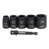 DEWALT DWAFSMSET6 6-Point Impact Socket Set, Steel, Manganese Phosphate-Coated