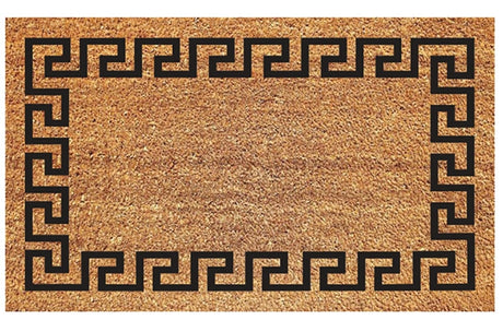 DeCoir 77FLGKY830 Non-Slip Doormat, 18 in L, 30 in W, Rectangular, Greek Key Pattern, Black/Tan
