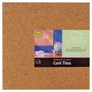 Quartet 102 Natural Cork Tile, 12 in L, Brown Board, Pack of 4