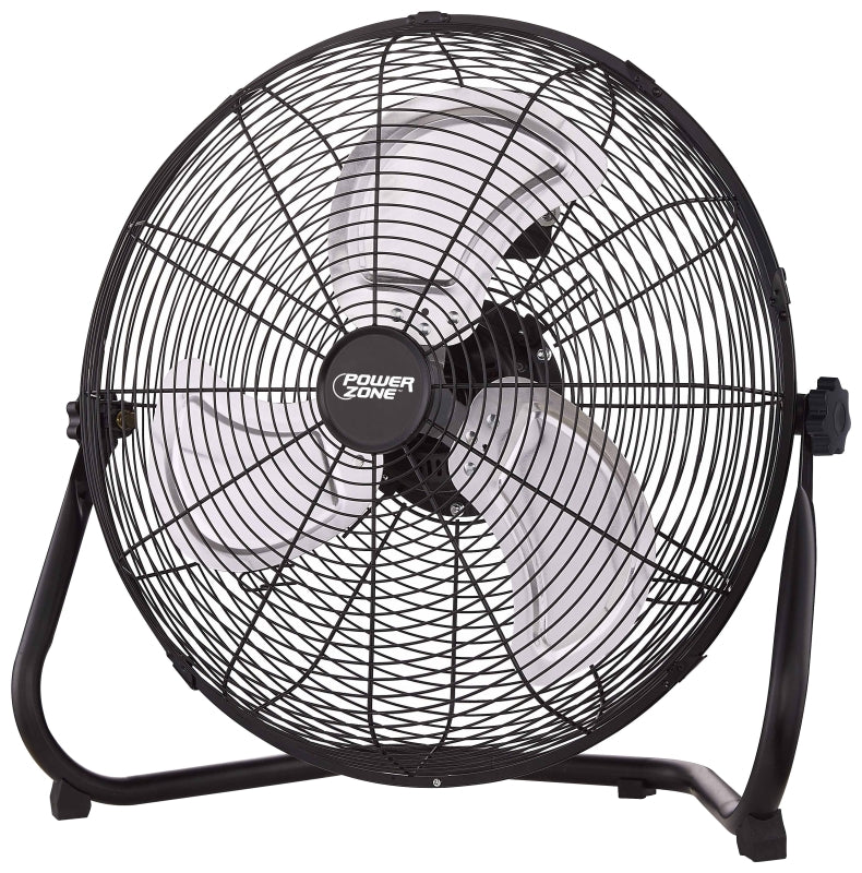 PowerZone LF-18 Floor Fan, 120 VAC, 18 in Dia Blade, 3-Blade, 3-Speed, 360 deg Rotating, Black