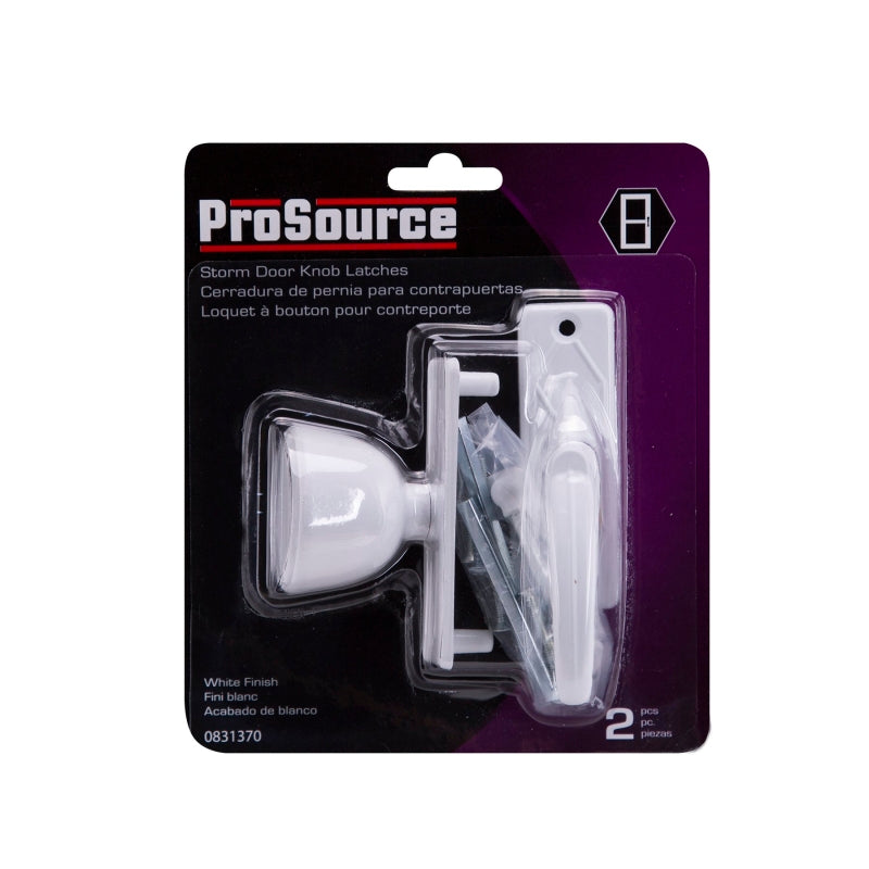 ProSource 47035-UW-PS Knob Latch, Zinc, White, 5/8 to 1-1/2 in Thick Door, 1 in Backset
