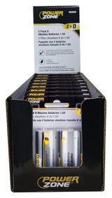 PowerZone LR20-2P-DB Battery, 1.5 V Battery, D Battery, Zinc, Manganese Dioxide, and Potassium Hydroxide, Pack of 8