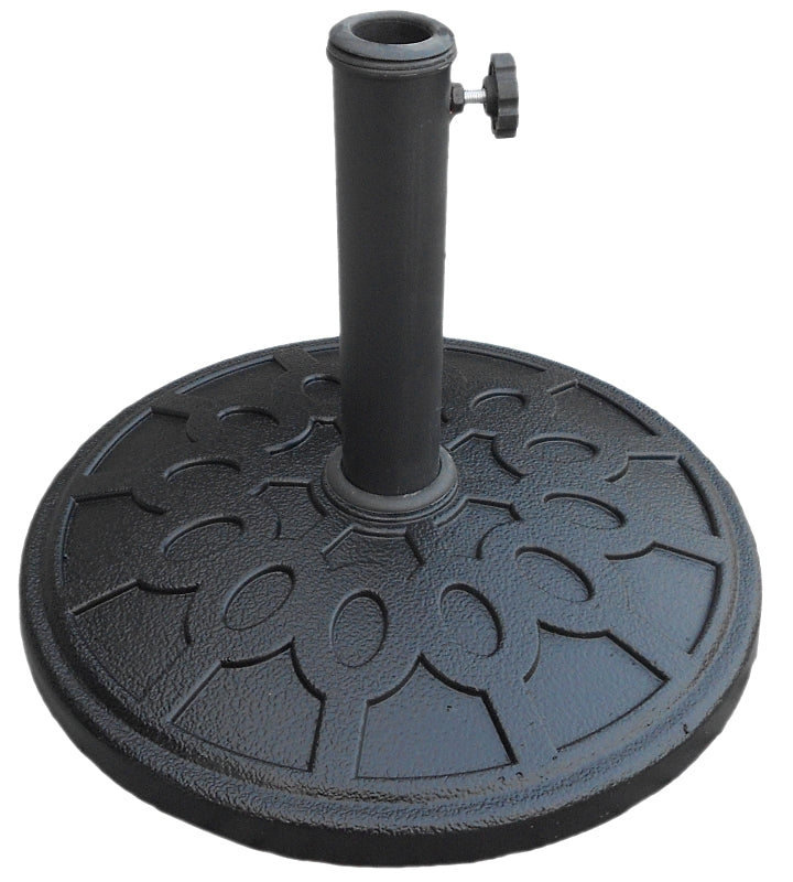 Seasonal Trends 69327 Umbrella Base, 17-1/2 in Dia, 13 in H, Round, Resin/Steel/Plastic, Black