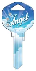 Hy-Ko 16005KW1-ANBL Key Blank, Angel Bling, Brass, Nickel-Plated, For: Kwikset KW1 Keyways, KW1 Key Number, Pack of 5
