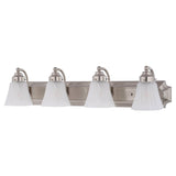 Boston Harbor RF-V-042-BN Vanity Light Fixture, 60 W, 4-Lamp, A19 or CFL Lamp, Steel Fixture, Brushed Nickel Fixture