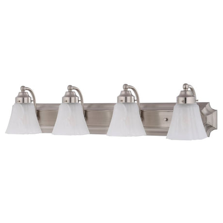 Boston Harbor RF-V-042-BN Vanity Light Fixture, 60 W, 4-Lamp, A19 or CFL Lamp, Steel Fixture, Brushed Nickel Fixture