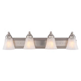 Boston Harbor RF-V-042-BN Vanity Light Fixture, 60 W, 4-Lamp, A19 or CFL Lamp, Steel Fixture, Brushed Nickel Fixture
