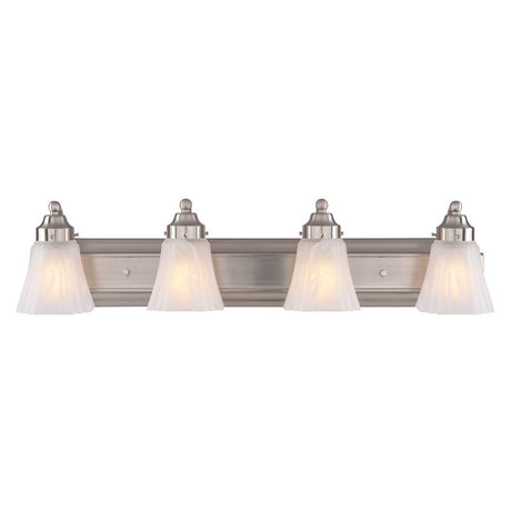 Boston Harbor RF-V-042-BN Vanity Light Fixture, 60 W, 4-Lamp, A19 or CFL Lamp, Steel Fixture, Brushed Nickel Fixture