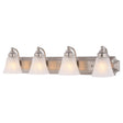 Boston Harbor RF-V-042-BN Vanity Light Fixture, 60 W, 4-Lamp, A19 or CFL Lamp, Steel Fixture, Brushed Nickel Fixture