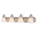 Boston Harbor RF-V-042-BN Vanity Light Fixture, 60 W, 4-Lamp, A19 or CFL Lamp, Steel Fixture, Brushed Nickel Fixture