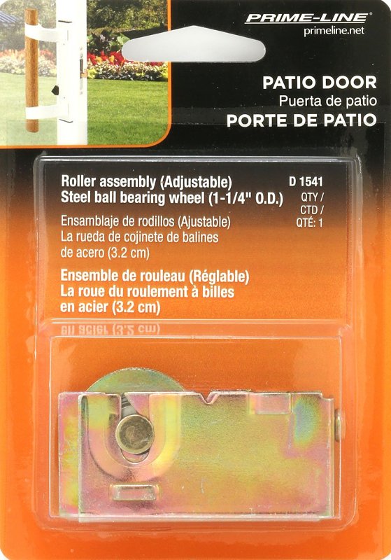 Prime-Line D 1541 Roller Assembly, 1-1/4 in Dia Roller, 5/16 in W Roller, Steel, 1-Roller, Plain Back Mounting
