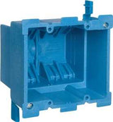 Carlon BH234R Outlet Box, 34 cu-in, 2-Gang, PVC, Blue, Clamp