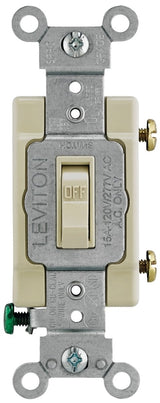 Leviton 54501-2I Series Switch, Ivory, 15 A, 120/277 V, Lead Wire Terminal, NEMA WD-1, WD-6