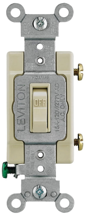 Leviton 54501-2I Series Switch, Ivory, 15 A, 120/277 V, Lead Wire Terminal, NEMA WD-1, WD-6