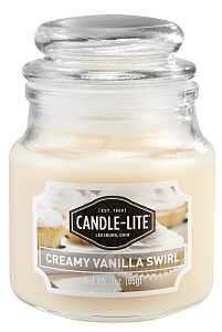 CANDLE-LITE 3827553 Jar Candle, Creamy Vanilla Swirl Fragrance, Ivory Candle, Pack of 6