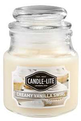 CANDLE-LITE 3827553 Jar Candle, Creamy Vanilla Swirl Fragrance, Ivory Candle, Pack of 6