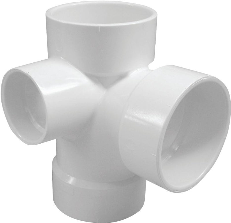 Canplas 192148R DWV Sanitary Pipe Tee, 3 x 2 in, Hub, PVC, White