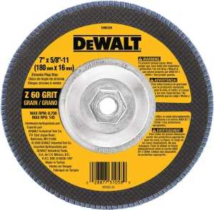 DEWALT DW8329 Flap Disc, 7 in Dia, 5/8-11 Arbor, Coated, 60 Grit, Medium, Zirconium Oxide Abrasive, Fiberglass Backing