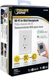 PowerZone ORWFIRC01 Wi-Fi Controlled Receptacle, 1-Pole, 125 V, Grounded Socket, Wi-Fi, White