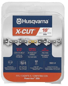 Husqvarna X-CUT S93G 597469562 Chainsaw Chain, Semi Chisel Chain, 18 in L Bar, 0.05 ga Gauge, 3/8 in TPI/Pitch