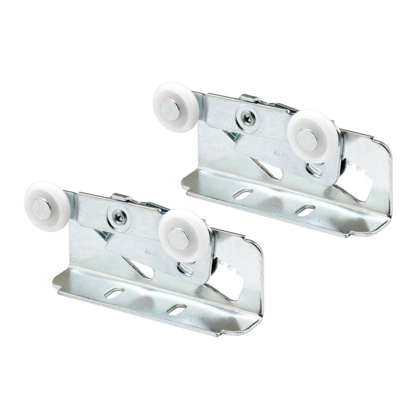 Prime-Line N 6531 Roller Assembly, 7/8 in Dia Roller, 1/4 in W Roller, Steel, Silver, 2-Roller, 75 lb, Top Mounting