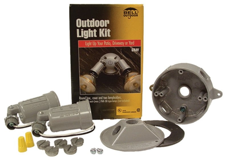 Hubbell 5829-5 Flood Light Kit, 4.961 in L x 8 in W x 4.12 in H Dimensions, Gray Fixture, Incandescent Lamp
