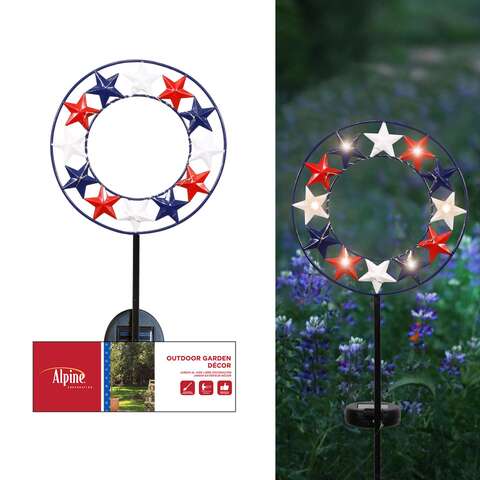 Alpine Multicolored Metal 35 in. H Star Solar Garden Stake, Pack of 9