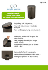 Simple Spaces LYP0701 Trash Can, 1.85 gal Capacity, Plastic/Stainless Steel/Steel, Venetian Bronze, Flat Lid Closure