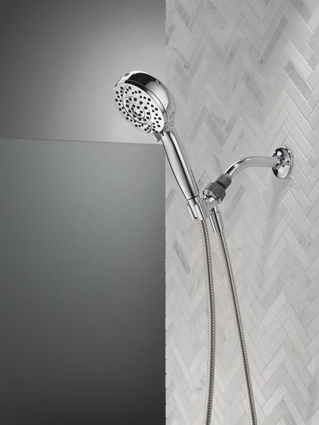 Delta 75719 Hand Shower with Cleaning Spray, 1/2 in Connection, 1.75 gpm, 6-Spray Function, Metal, Chrome, 72 in L Hose