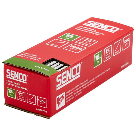 Senco DA17EPBR Finish Nail Strip, 1-1/2 in L, 15 ga, Steel, Bright Basic/Sencote, Brad Head