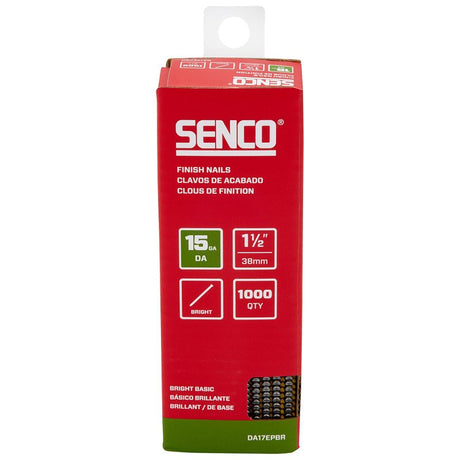 Senco DA17EPBR Finish Nail Strip, 1-1/2 in L, 15 ga, Steel, Bright Basic/Sencote, Brad Head