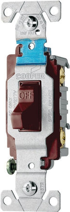 Eaton CS115B Toggle Switch, 15 A, 120/277 V, Screw, Side Wire Terminal, PVC Housing Material, Brown