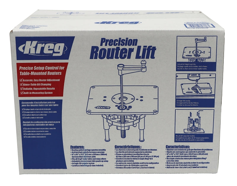 Kreg PRS5000 Precision Router Lift, Aluminum/Polymer/Steel, For: All Kreg Router Tables and Many Competitive Brands
