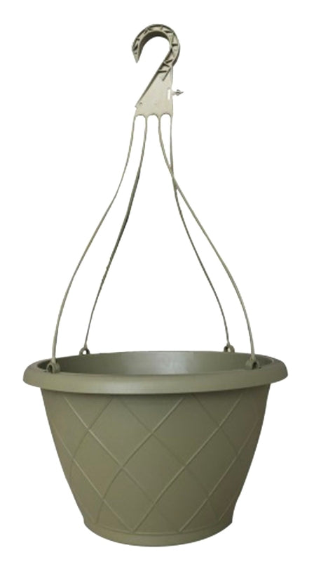 Southern Patio HH1224OG Weave Hanging Basket, Poly Resin, Olive Green