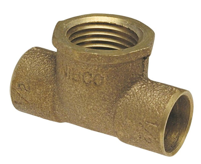 Nibco 712-LF Series BF0290LT Pipe Tee, 3/4 in, Sweat x Sweat x FPT, Copper