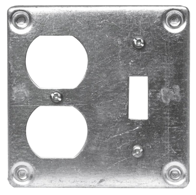 HUBBELL 8375BAR Device Box Cover, 4 in L, 4 in W, Square, Metal