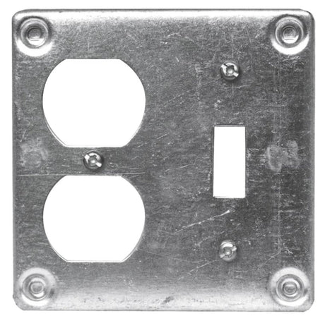 HUBBELL 8375BAR Device Box Cover, 4 in L, 4 in W, Square, Metal
