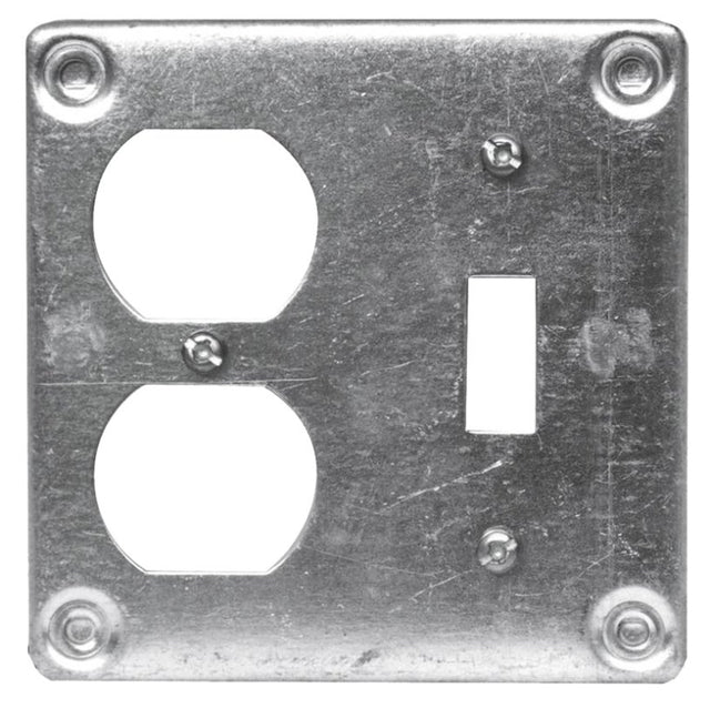 HUBBELL 8375BAR Device Box Cover, 4 in L, 4 in W, Square, Metal