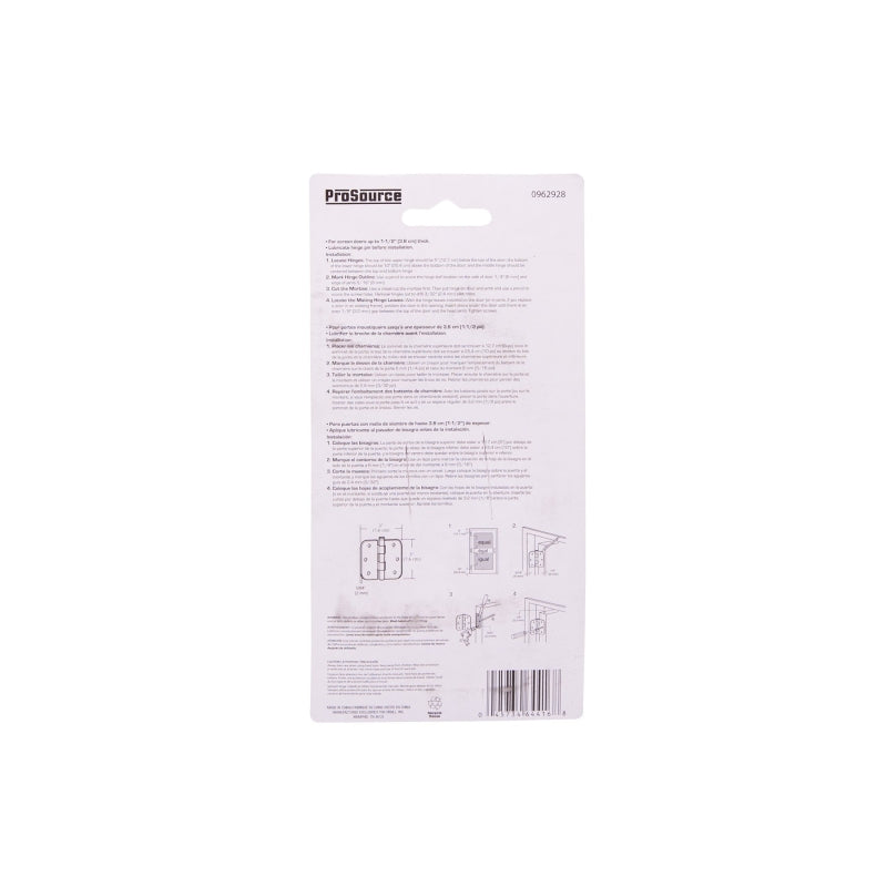 ProSource LR-110-PS Door Hinge, 3 in H Door Leaf, 3 in W Door Leaf, 2 mm Thick Door Leaf, 3 in L x 3 in W in, Steel