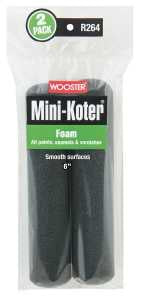 Wooster R264-6 Mini Roller Cover, 6 in L, Foam Cover, 2/PK
