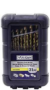 Vulcan 211990OR Drill Bit Set, 21-Piece, High Speed Steel/Titanium Nitride, Bright Yellow